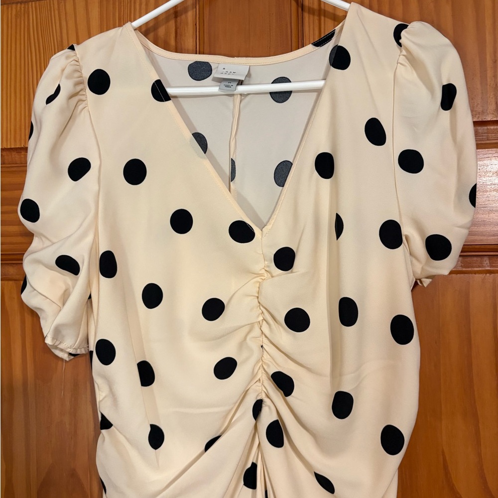 a new day Cream and Black Polka Dot Blouse